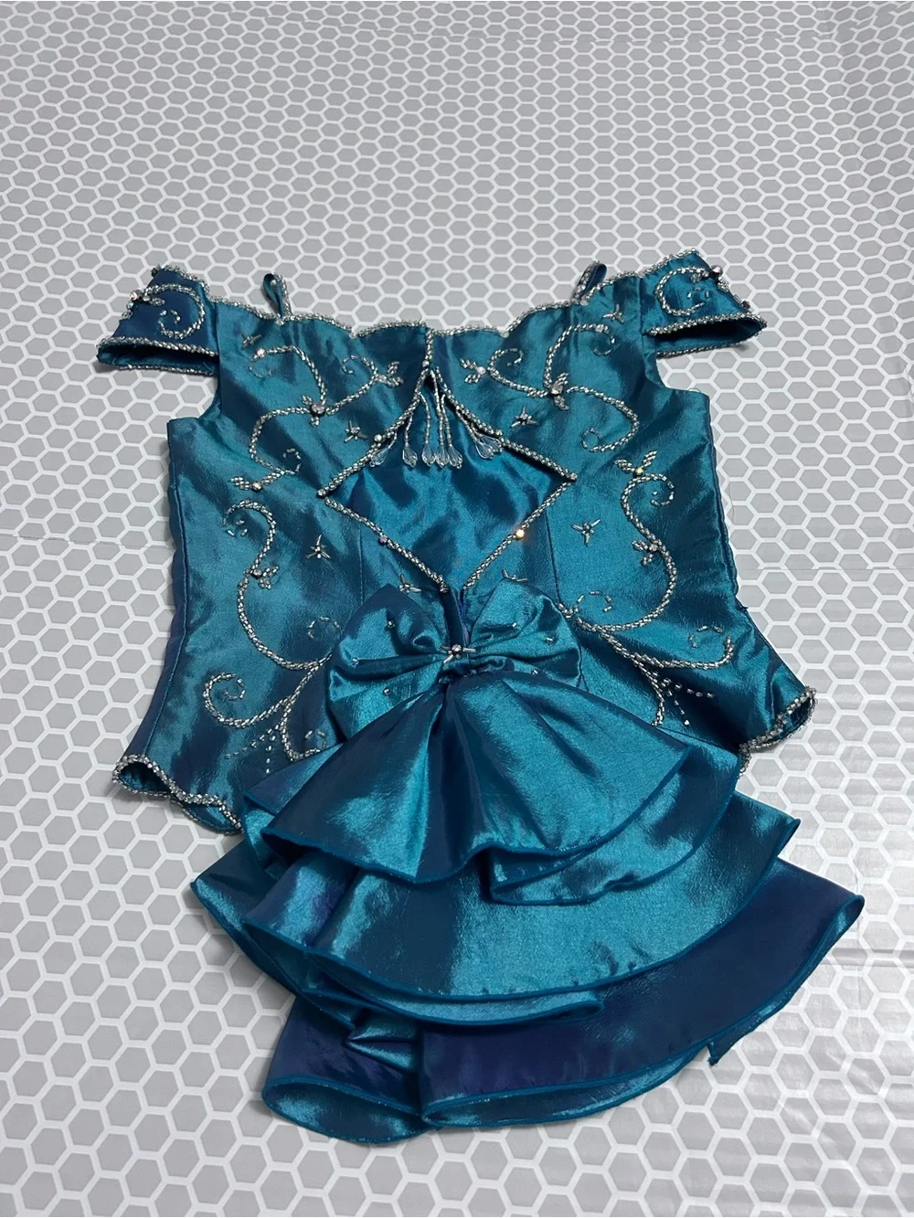 Teal Embellished Girls Mermaid Style Dance Costume Top - Handmade   Size 5/6
